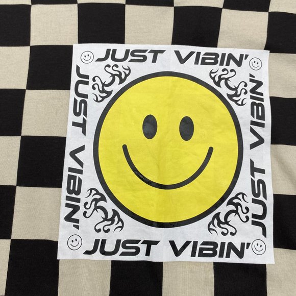 Forever 21 Checkered T-shirt size Large Black and off white tee - Picture 3 of 7